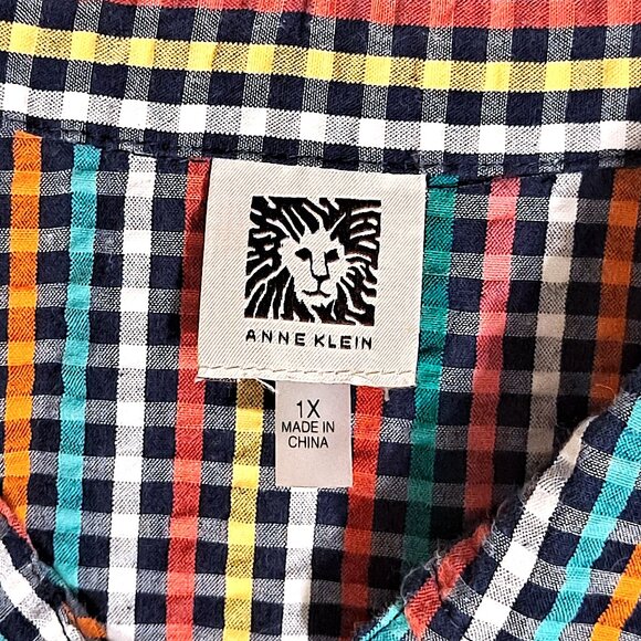 Anne Klein Multicolor Plaid Button-Up Shirt - XL - Picture 3 of 7